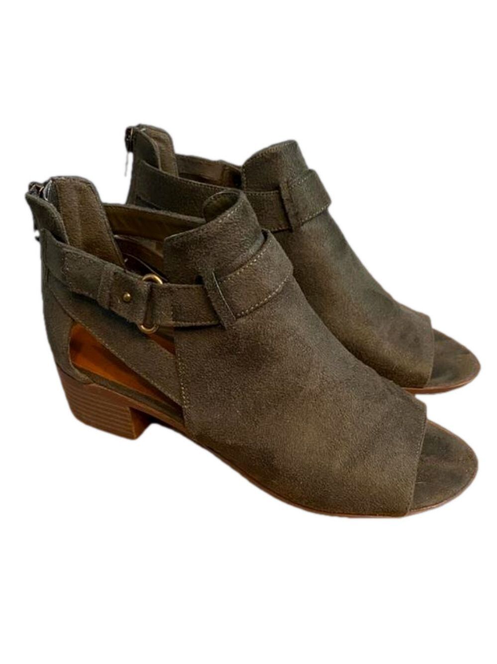 Grey/moss green peep toe cut out sandles size 7-7.5